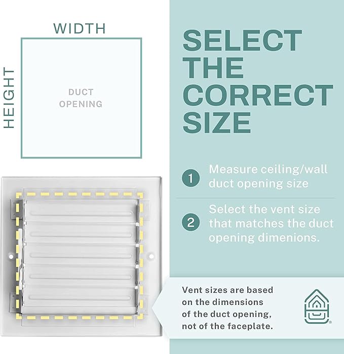 Ceiling Register - Air Vent Covers for Home Ceiling or Wall - 12X6 Inch (Duct Opening) 2-Way White Grille Register Cover with Adjustable Damper for HVAC Heat and Cold Air Conditioner