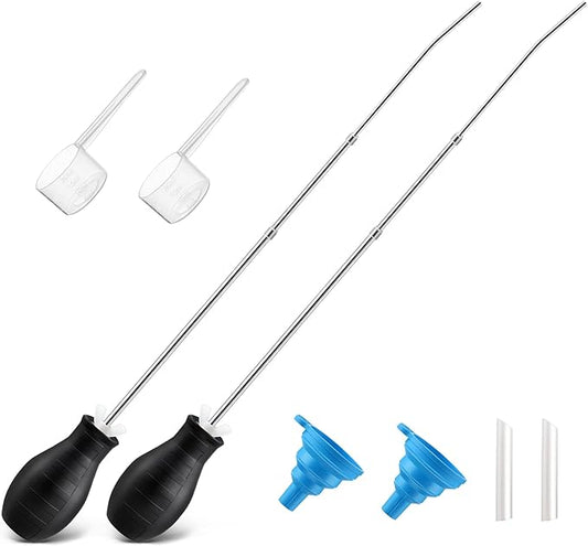 Diatomaceous Earth Powder Duster, Longer 9" to 22" Retractable Garden Powder Applicator Dispenser, 8 oz Bulb Duster Sprayer Insect for Home Organic Gardening Agricultural Supply(Black,2 Pcs)