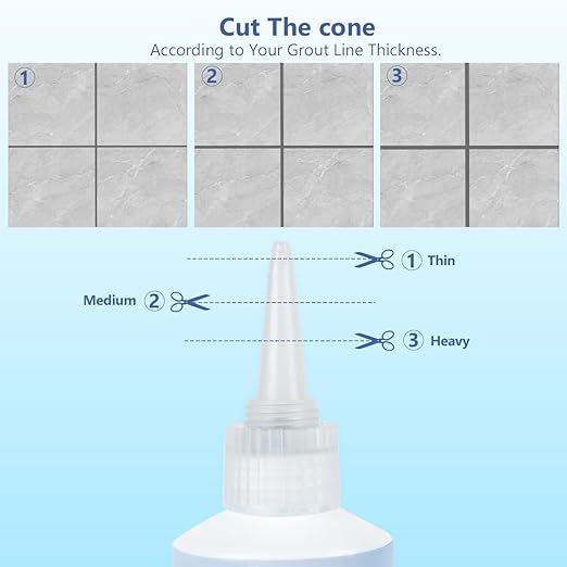 Lskysaga Tile Grout Repair Kit - Grout Filler, Grout Repair Paste with Silicone Trowel Scraper, Fast Drying Grout Repair Kit for Bathroom Shower Kitchen Floor Tile, Waterproof (17.64 oz, Gray)