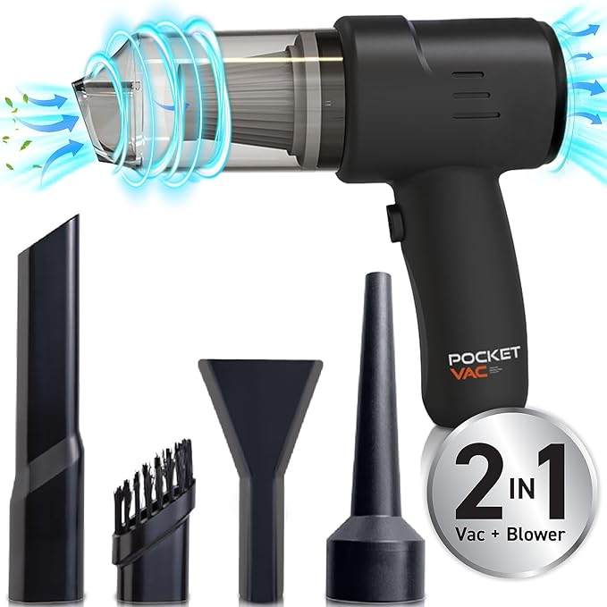 Pocket Vac Handheld Vacuum Compact Wireless Vacuum Cleaner, Lightweight Hand Held Vacuuming for Home Kitchen Car Corner Upholstery Pet Hair Dust Crumbs Cleaning