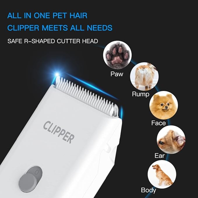 Grimgrow Dog Cat Home Hair Waterproof Clipper Portable Electric USB Rechargeable Pet Grooming Tools Low Noise Shaver Cordless Trimmer for Small and Large Pets