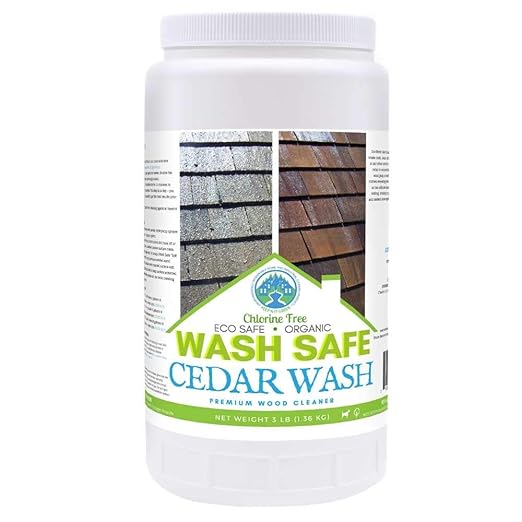 Wash Safe™ CEDAR WASH | Eco-Safe and Organic Wood Cleaner | Clear, Bleach-Free Powder Concentrate | Clean Cedar Shakes, Shingles, Clapboard, Decks, Beams and Wood Surfaces, 3LB.