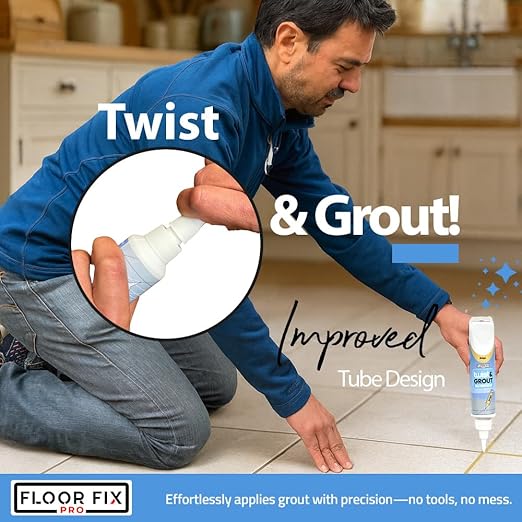 Floor-Fix Pro - Twist & Grout Repair Kit - Premixed & Waterproof Fast Tile Grout Reviver - Bathroom, Shower, Kitchen (Dark Gray, 8.8 fl oz)
