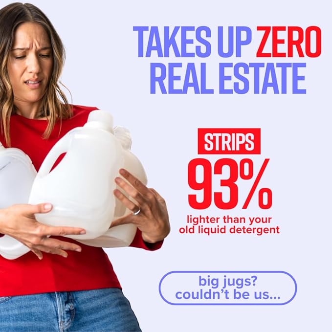 STRIPS Laundry Detergent Sheets Unscented Travel Pack (3ct, 6 loads) Fragrance Free Eco Liquidless Soap, Travel-Friendly, Dissolves in Hot & Cold, Hypoallergenic, Tackles Tough Stains & Odors
