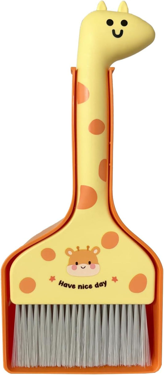BSMstone Small Broom with Dustpan Combo Set Cartoon Mini Broom and Dustpan Set Cute Cleaning Kit for Home Office Floor Counter Pet Nest (Brown)