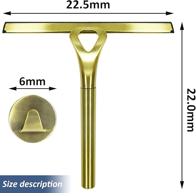 HomDSim Stainless Steel Shower Squeegees All-Purpose Mirror/Window/Glass Wiper Scraper Golden Shower Squeegee