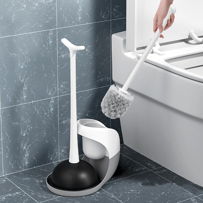 Toilet Plunger and Bowl BrushSet Toilet Brush and Plunger Set Plungers Combo for Bathroom Cleaning for Bathroom Heavy Duty Includes 10 Pairs of Gloves(Gray 1)