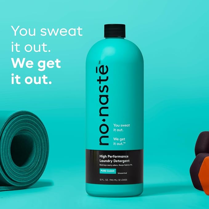 Nonaste Liquid Laundry Detergent - Pure Clean, 64 Fl Oz (Pack of 2) - Active Wear Laundry Detergent for Workout Clothes & More - Unscented, Gentle & Color Safe
