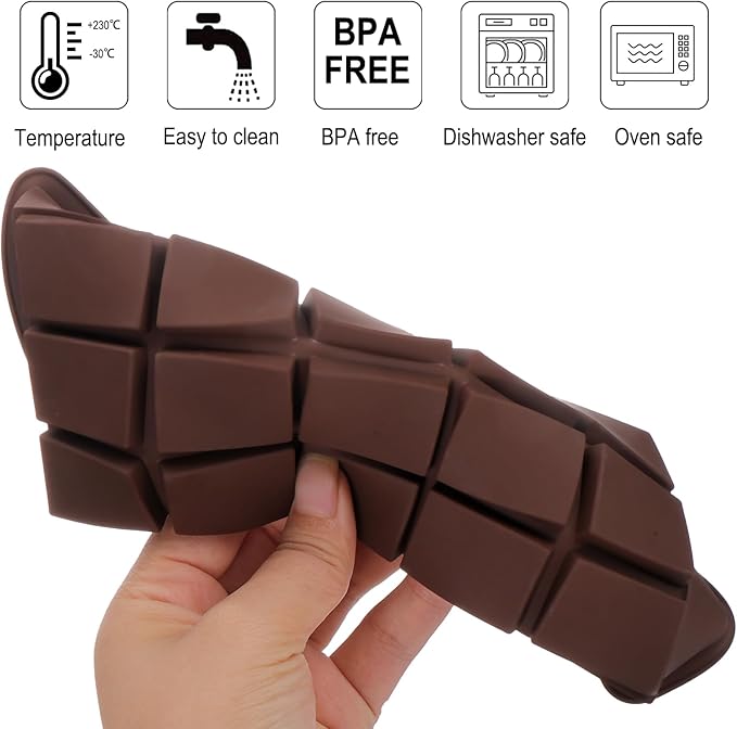Juome Large Chocolate Bar Mold Deep - 1 Inch Deep Silicone Thick Chocolate Bar Molds for Stuffed Bar, Big Chocolate Bar Mold for Filling Knafeh Pistachio Chocolate Candy Bar with 100Pcs Storage Bags