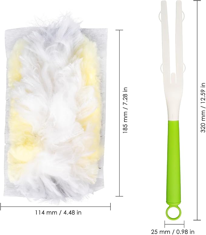 24 Count Feather Duster Refills for Swiffer Dusters Handle, 180 Degree Multi-Surface Duster Refill Kit with 1 Extra Handle, Disposable Dust Removal Brush Heads for Electronics Furniture, Car Interior