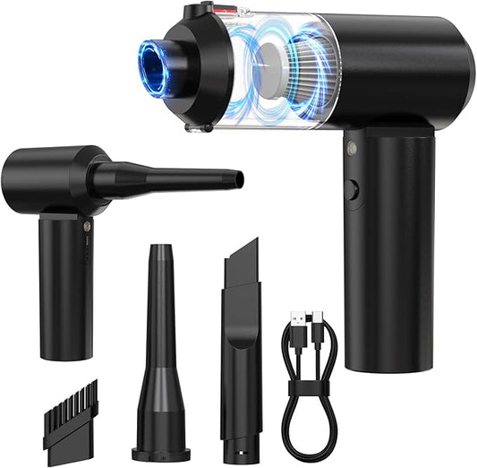 TURNRISE Car Vacuum Cordless: 12000Pa 2 in 1 Handheld Vacuum & Blower - Hand Vacuum Portable Cordless with Led Light, Multi-Nozzles for Car, Home, Office, Pet, Hair
