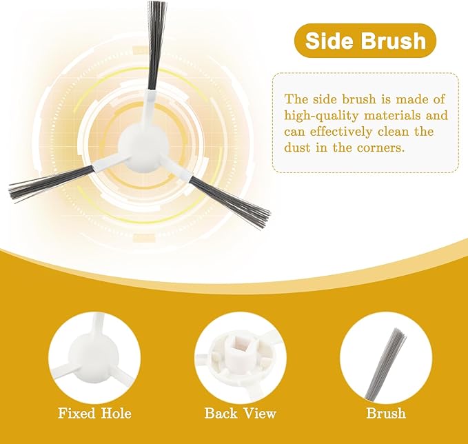 26 PCS Replacement Parts for Dreame L20 Ultra/ L20 Ultra Complete, L30 Ultra/ L30 Ultra Complete Vacuum Cleaner 1 Main Brush 6 Dust Bags 6 Mop Pads 6 HEPA Filters 6 Side Brushes 1 Cleaning Brush