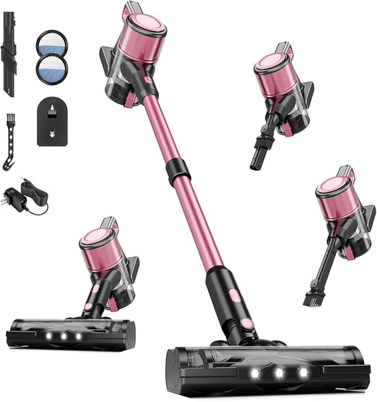 Vaconly Cordless Vacuum Cleaner, 38Kpa Powerful Stick Vacuum Cleaner with 45mins Rechargeable Battery, LED Anti-Tangle Brush, 8-in-1 Handheld Vacuum Cleaners for Home/Pet Hair/Carpets/Floors, N506