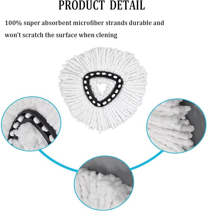 Yeeson Spin Mop Replacement Head, 16 Pack 100% Microfiber Mop Refills Spin Mop Replacements Head for Easy House Cleaning Floor Mopping