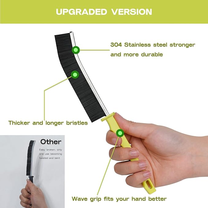 Crevice Cleaning Brush for Home Kitchen Bathroom, PBT Hard Bristle Crevice Brushes for Gaps, and Corners, Toilet, Sink, Window, and Household Cleaning (2Pcs Black+1White)