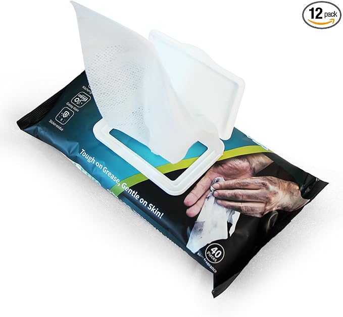 Heavy-Duty Multi-Surface Cleaning Wipes,7.9 x 7.9" Per Count,40 Counts Per Pack, 12 Pack (12, 7.9 X 7.9")