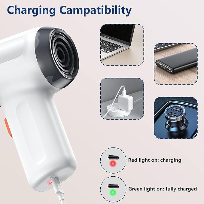 Fanisic Car Vacuum Handheld Vacuum Cleaner/Air Duster, 15000PA Strong Suction with Brushless Motor, Rechargeable Dust Buster/Hand Pump Low Noise for Car Detailing Home Office Cleaning