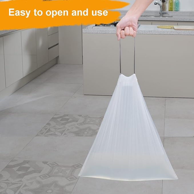 TECHSHARE Biodegradable 100 Count 6 Gallon Trash Bags, Compostable, Non-Toxic, Odorless, Leakproof, Strong and Durable, Suitable for Kitchen, Bedroom, Living Room, Bathroom, Office
