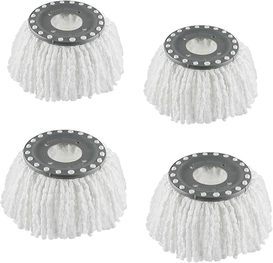 4 Premium Replacement Mop Heads Refills, Compatible for Hurricane Spin Magic Mop Head, fits 6.3‘’ Standard Replacement Round Spin Mop Heads Microfiber, Inner Hole 2.5'' Only - Machine Washable, White