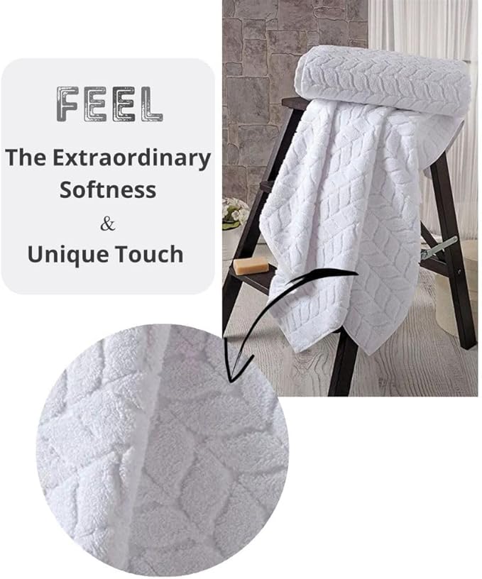 BAGNO MILANO Turkish Bath Towels, Soft Plush Jacquard Luxury Bath Towels, Quick Dry Towel Set (Lavender, 3 pcs Towel Set)
