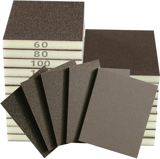 16PCS Sanding Sponge, 60 80 100 120 150 180 240 320 Coarse Medium Fine Grits Sanding Block Wet Dry Sandpaper Sponge， Sander Sponges for Wood Drywall Metal Wood