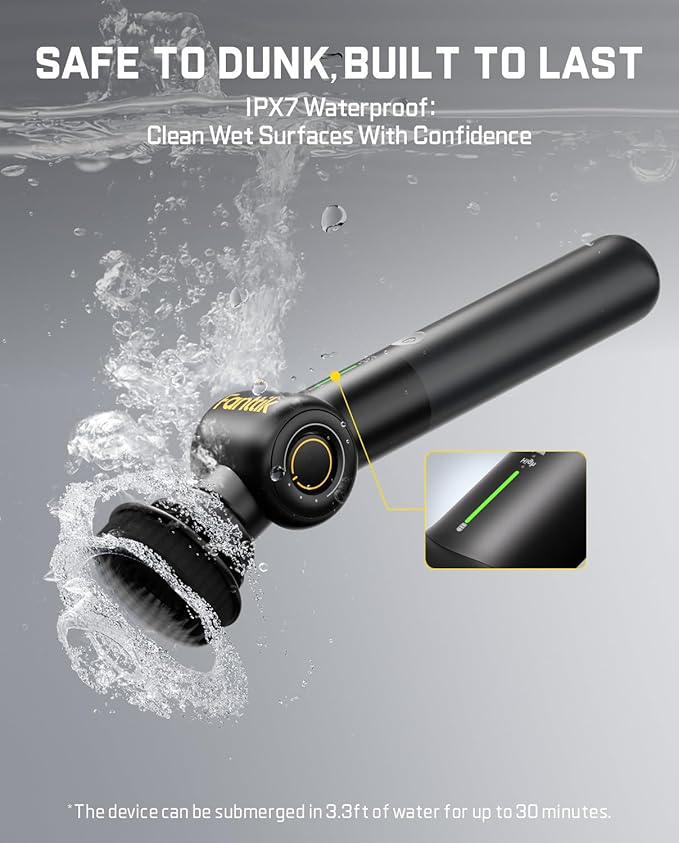 Fanttik Flip G9 Pro Electric Scrubber, VoltiPulse Motor, Dual-Speed Rotary Cleaner with 6 Brush Heads, Adjustable Angle & Extendable Handle, IPX7 Waterproof, Type-C Charging for Bathroom, Tile, Grout