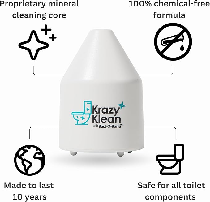 Krazy Klean Pro Toilet Cleaner, Household Cleaning Solution, Natural Long Lasting Toilet Cleaner for Hard Water Stains & Rings, Chemical Free Bathroom Cleaning Product, Drop In Tank System, 1 Count