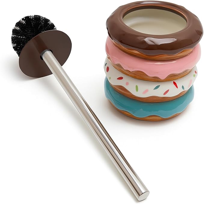 Deep & Sturdy Toilet Bowl Brush with Holder - Doughnut Bowl Brush - Durable Scrubbing - Toilet Cleaners - Household Essentials - Bathroom Cleaner - Cleaning Supplies - Household Supplies