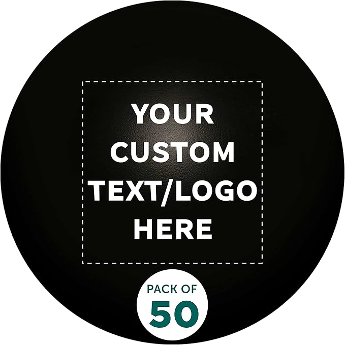 Custom Stress Balls for Adults Set of 50, Personalized Bulk Pack - Relief, Perfect for Your Desk, Office or Home - Black