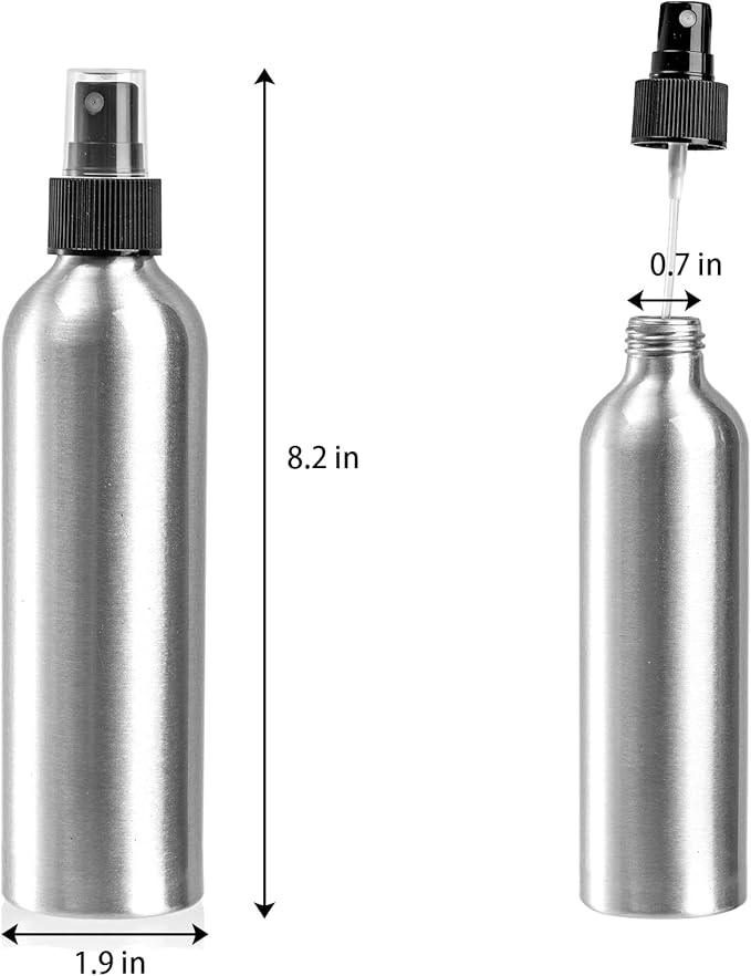 Youeon 9 Pack 8 Oz Fine Mist Spray Bottles, Reusable Aluminum Empty Spray Bottles, Small Refillable Bottle for Travel, Cosmetic, Perfume, Toner, Essential Oil Storage, Leak Proof
