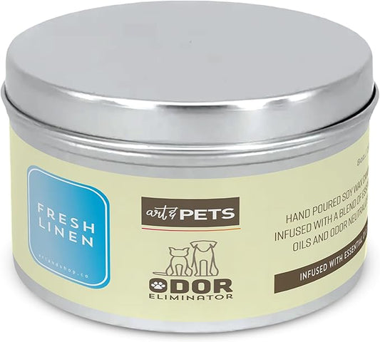 Dog Odor Eliminators for Home Long-Lasting 72-Hour, Burn Natural Soy Wax with Refreshing Scent, Cat Odor Eliminator Scented Candle to Remove Pet Smells (Fresh Linen)