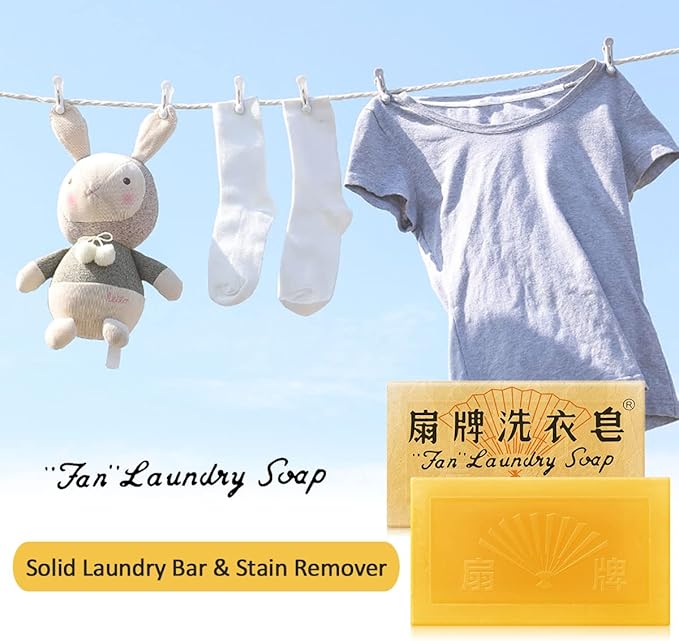 BEE & FLOWER Fan Laundry Soap Laundry Bar Soap for Clothes Underwear Washing (5.3 Oz x 5)
