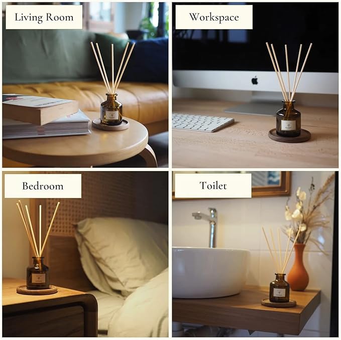 PRISTINE Maldives Villa/Inspired by Marriott Hotel Reed Diffuser for Home | Citrusy Grapefruit, Apple/Ocean Breeze/Sandalwood Oil Reed Diffuser Set & Reed Diffuser Sticks | Home Decor Scent Diffuser
