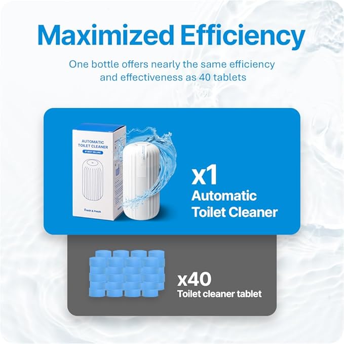 Fresh & Fresh Automatic Toilet Bowl Cleaners (Sky Blue) - 10 Bottles(UPTO 2500 FLUSHES/Bottle), Commercial and Residential Toilet Cleaner 3-4 MONTH Lasting Toilet Bowl Cleaner Bottle