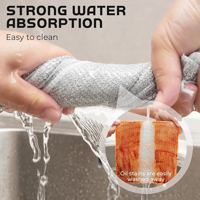 Multipurpose Wire Dishwashing Rags for Wet and Dry, 2025 Upgrade Non Scratch Metal Wire Dishcloth, Reusable Premium Metal Scrubbing Pads Sponge Clean for Home Kitchen Stove Tops (10Pcs)