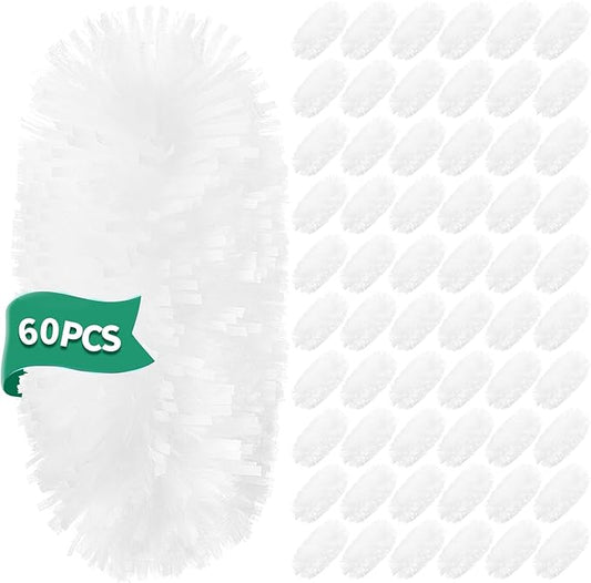 Senowi 60 Count Electrostatic Duster Refills Compatible with Swiffer Duster, Multi-Surface Dusting Refills, Microfibre Feather Dusters for Cleaning, White Unscented