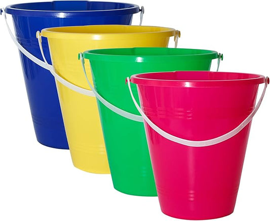 Holady Large Sand Beach Buckets Pail,Sand Bucket Water Bucket for Beach Fun Great Summer Party Accessory(4 Pack)