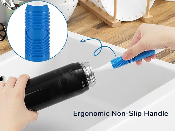 Bottle Brush 2-Pack, Baby Bottle & Water Bottle Cleaner Brush with Long Handle and Dual-Action Bristles