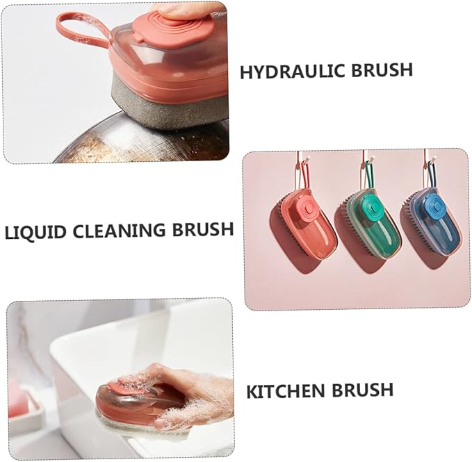 1pc Hydraulic Brush for Kitchen Laundry Hard Bristled Pot Brush Non-Slip to Store Design