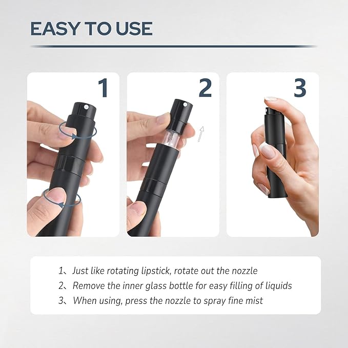 Perfume Atomizer Travel Bottle Refillable: Cologne Sprayer Portable for Men - Mini Spray Empty for Refill - 8ml Small Size Gold