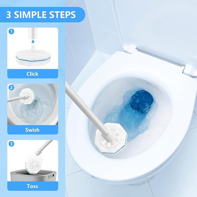 50 PCS Disposable Toilet Brush Refills Compatible with Most Toilet Wand Refills for Home and Bathroom Cleaning Detergent