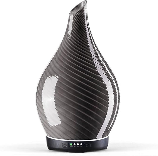 Porseme 280ml Essential Oil Diffuser Glass Color Changing Aroma Air Diffusers Aromatherapy Ultrasonic Cool Mist Humidifier 7 Running Hours Waterless Auto-Off for Sleeping, Yoga, Office (Pure Grey)