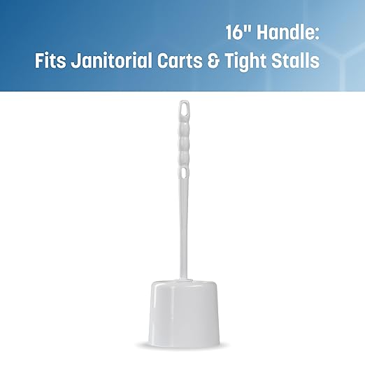 SPARTA 16-Inch Durable Toilet Brush with Storage Holder, Bowl Brush with Caddy with Sturdy Polypropylene Bristles for Effective Cleaning, White Plastic Handle for Secure Grip, White