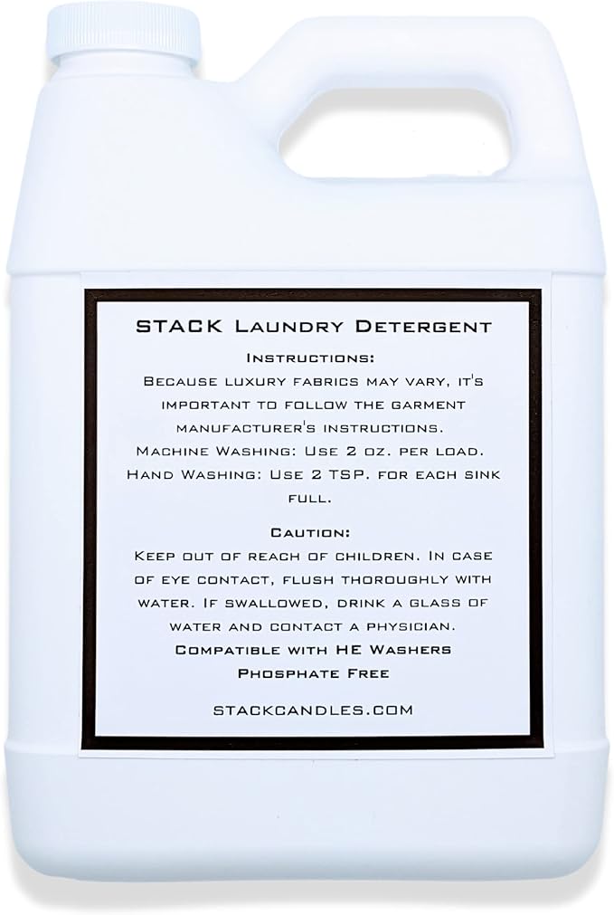 STACK Almost Home Luxury Laundry Detergent - Premium Scented Laundry Detergent for HE & Standard Washers - Infused With Wild Jasmine, Suede, & Musk - Dye Free Gentle & Effective Cleaning - 64 oz