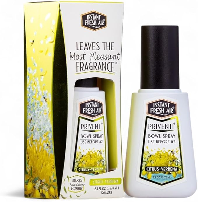 Signature PRIVENTI Toilet Spray, Citrus-Verbena Scent Bathroom Spray with Noxban Technology Odor Elimination, Travel Size, Long-Lasting Freshness for Home, Travel or Work, 2.4 Oz. - INSTANT FRESH AIR