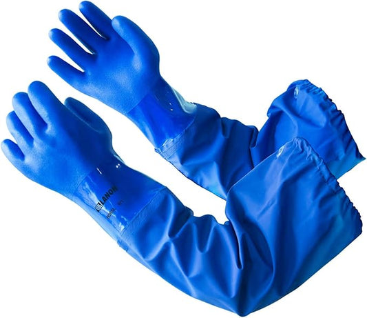 LANON 26" Elbow Length PVC Chemical Resistant Gloves, Heavy-Duty Long Rubber Gloves, Acid, Alkali & Oil Protection, XL