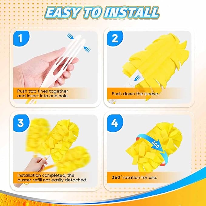 360°Electrostatic Duster Refills — The Sustainable Choice for a Dust-Free Home, Reusable & Washable Microfiber Duster Heads with Strong Electrostatic Adsorption,for Home (1 Handle + 5 Refills)