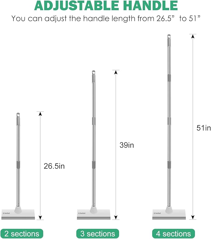 SetSail Floor Scrub Brush with 51-Inch Long Adjustable Handle 2 in 1 Scrape Brush Stiff Bristle Floor Scrubber for Cleaning Shower Bathroom Garage Kitchen Wall Deck Tub Tile, 2 Pack (Grey White)