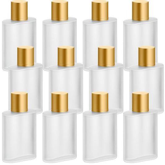 Tessco for you 6 Pcs 3.4 Ounces Perfume Bottles Empty 100ml Frosted Body Spray Glass Bottles Empty Refillable Atomizer Perfume Dispenser Fine Mist Atomizer Cosmetic Make up Container (Gold)