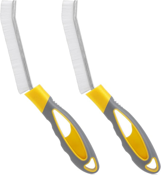 Hard Bristled Crevice Cleaning Brush Bathroom Gap Cleaning Brush Thin Grout Brush, Large Handle